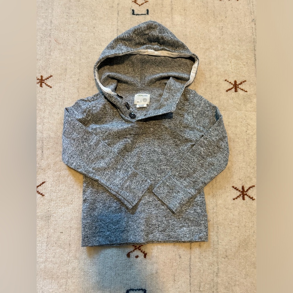 Crewcuts boys gray hoodie with 3 buttons size 3